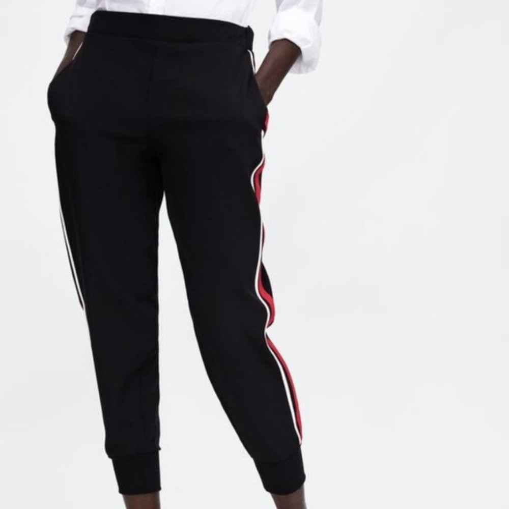 Zara High Rise Jogging Trousers with Stripe Detail
